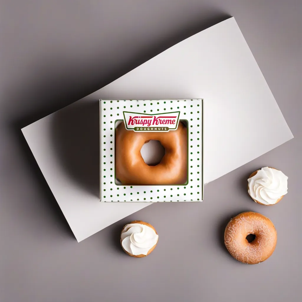 white box with doughnut standing on white surface
